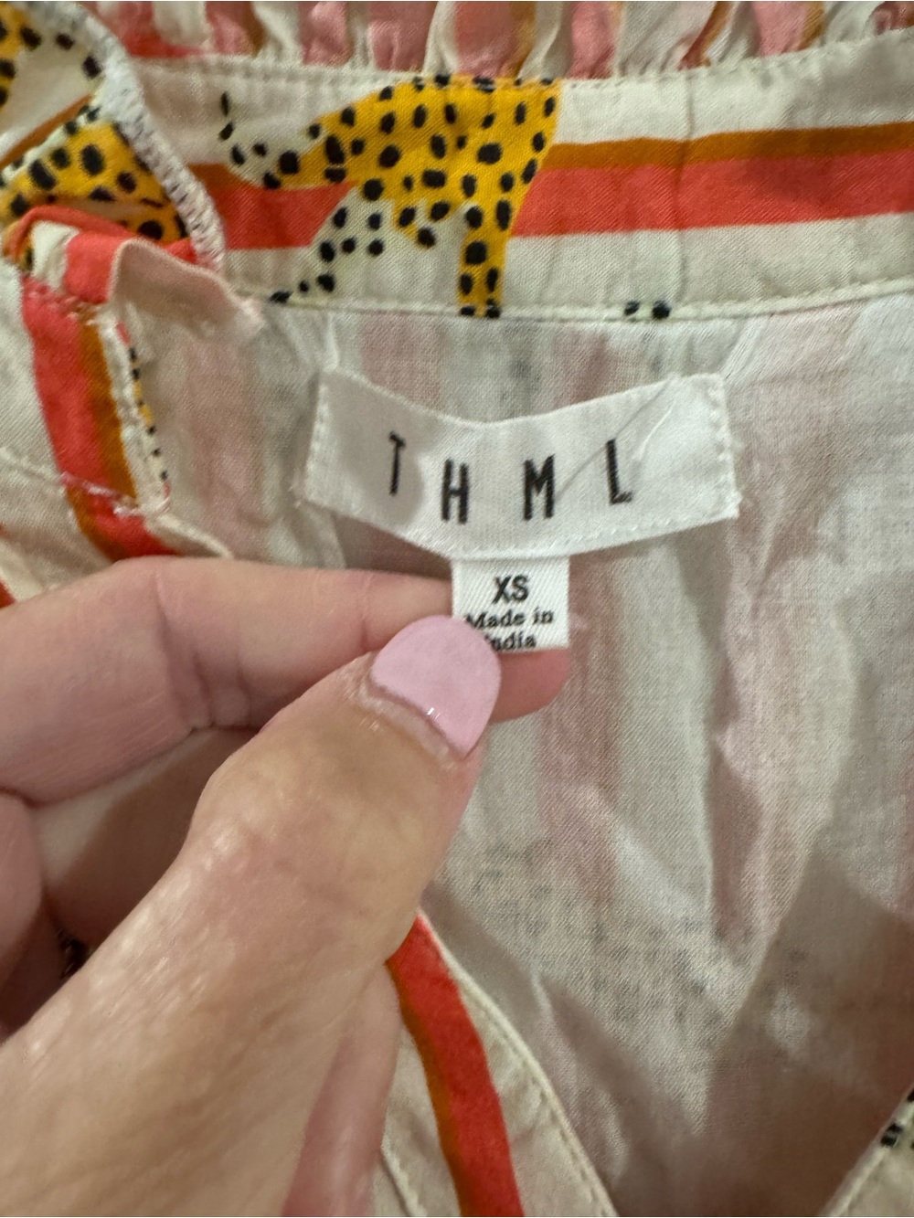 THML Coral & White Striped A-line Sundress with Cheetah Print - Picture 4 of 8